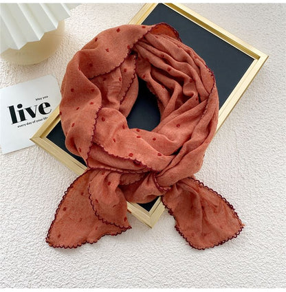 Dotted Lace Trim Scarf