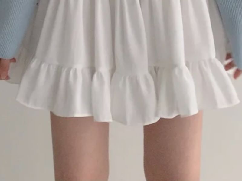 High Waist A-Line Mini Skirt in Solid Color