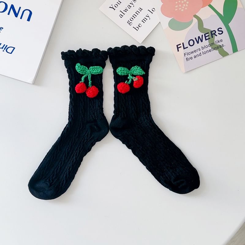 Cherry Crochet Short Socks