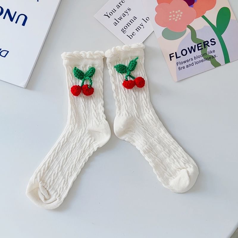 Cherry Crochet Short Socks