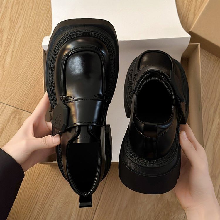 Platform Heel Loafers Chunky