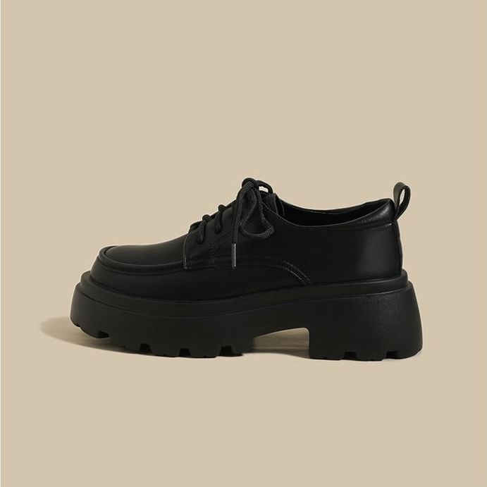 Shoes Lace-Up Chunky Platform Heel