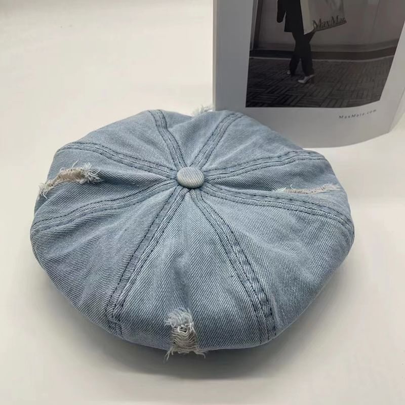 Distressed Beret Denim
