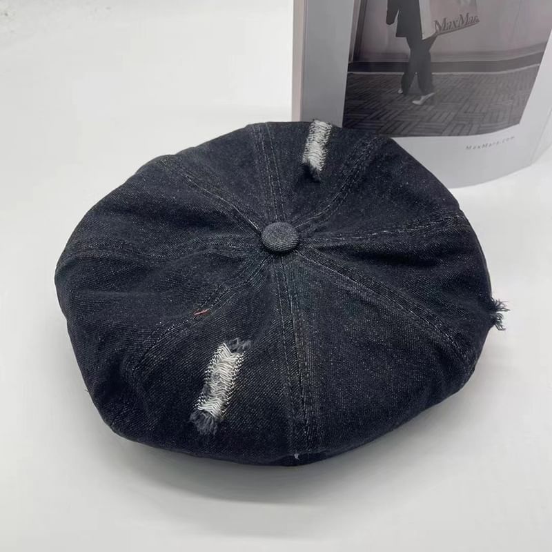 Distressed Beret Denim