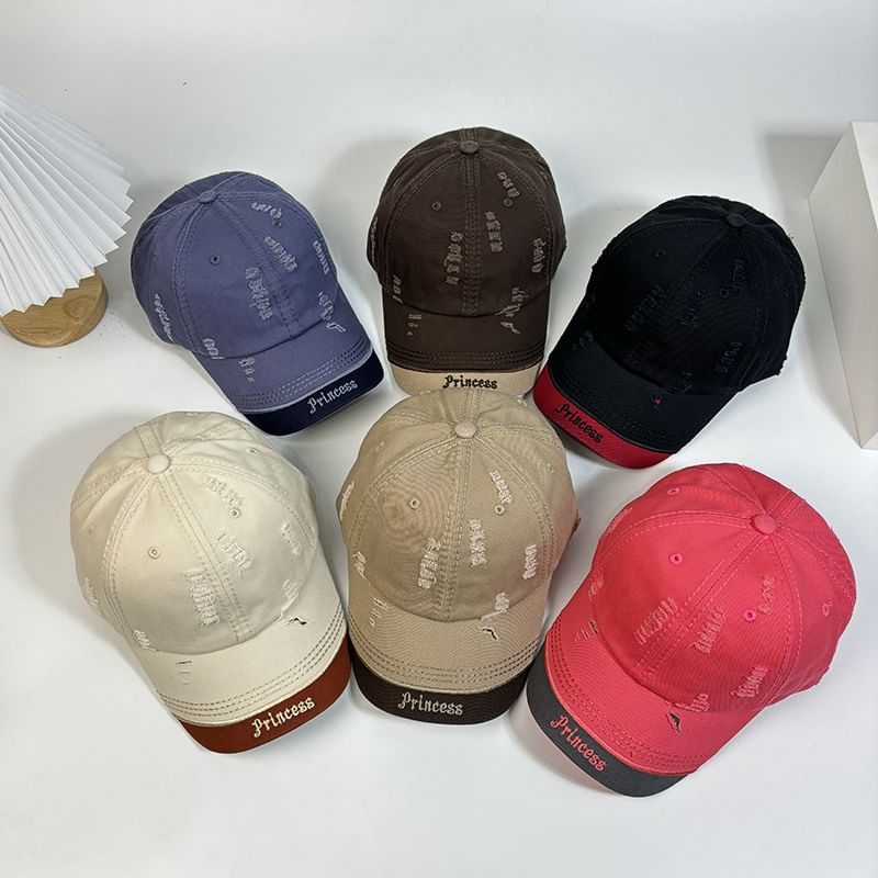 Baseball Letter Cap Distressed Embroidered