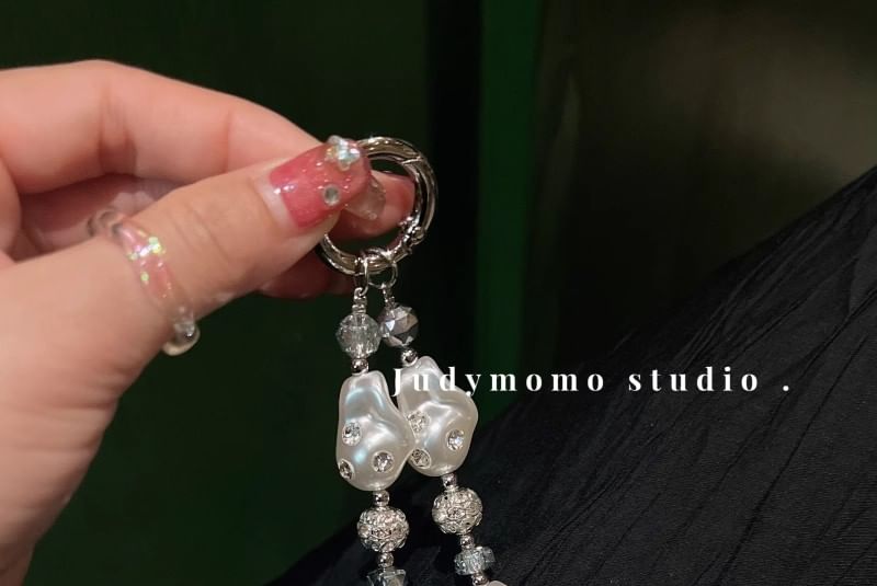 Phone Rhinestone Strap Faux Pearl Irregular