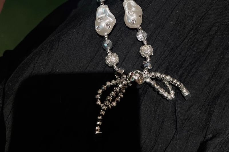 Phone Rhinestone Strap Faux Pearl Irregular