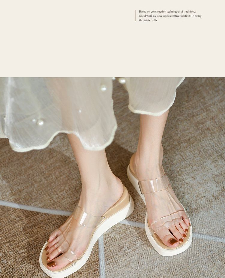 PVC Strap Platform Slide Sandals