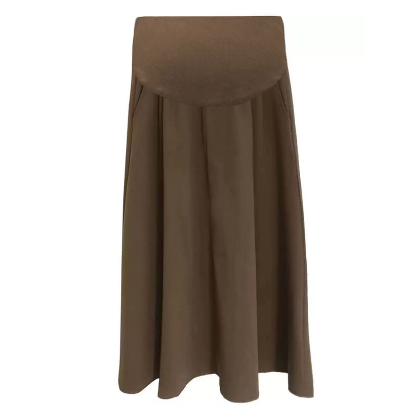 Maternity A-Line Midi Skirt in Plain Style