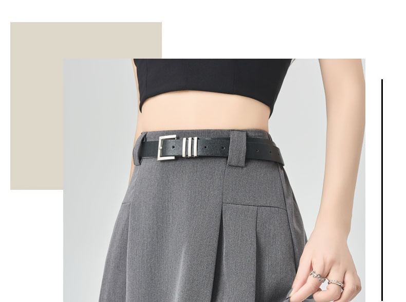 Pleated A-Line Midi Skirt with High Waist