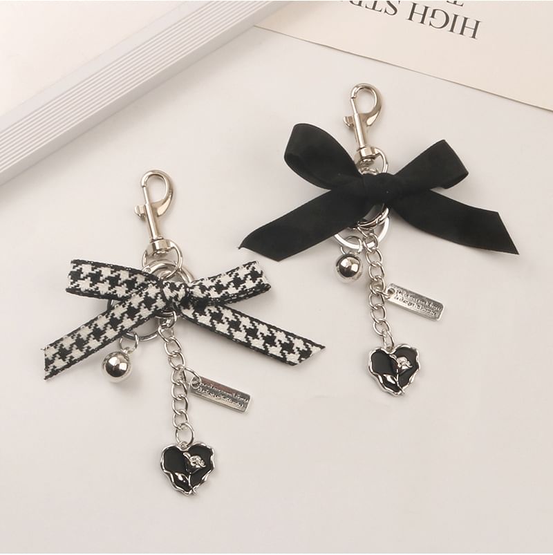 Ribbon Heart Bag Charm Keyring (Various Designs)