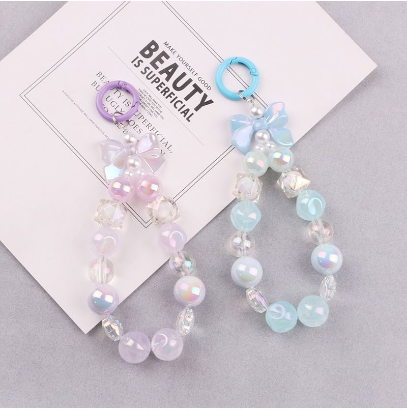 Bow Faux Pearl Bag Charm Keyring