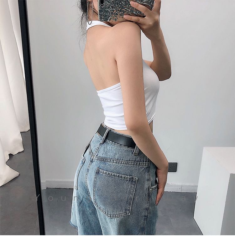 Plain Crop Top Halter