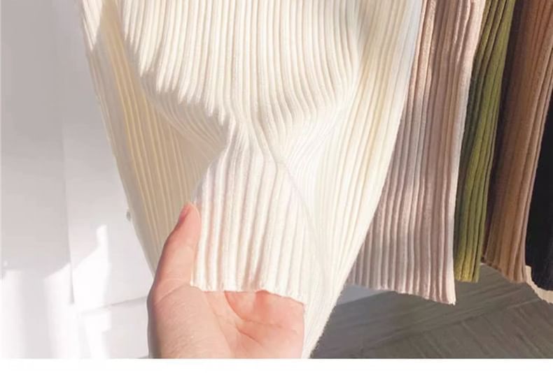 Tank Crew Knit Ribbed Top Neck Plain