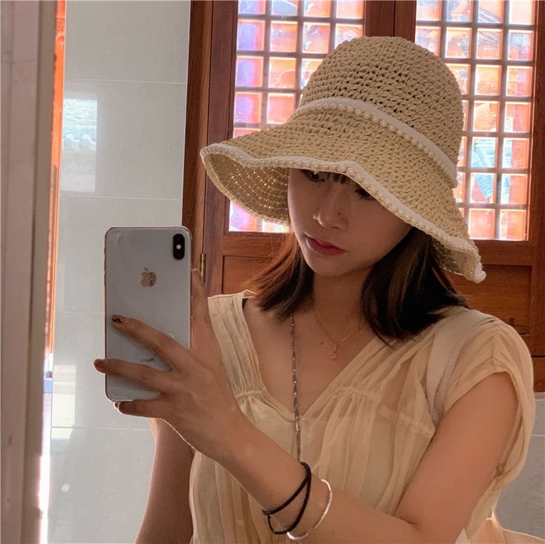 Sun Pearl Straw Faux Hat