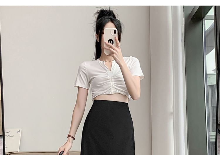 High Waist A-Line Maxi Skirt in Solid Tone