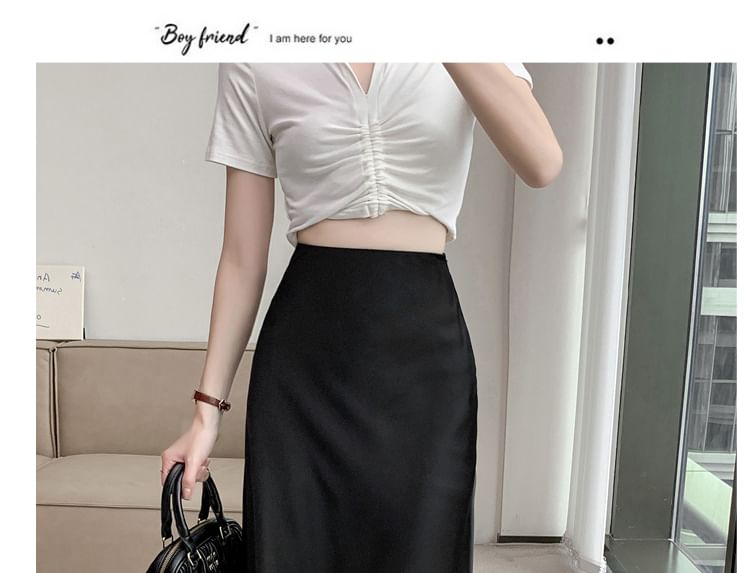 High Waist A-Line Maxi Skirt in Solid Tone