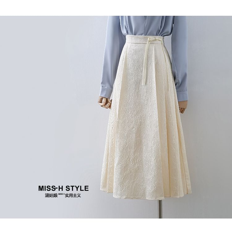 Plain A-Line Midi Skirt with Mid Rise
