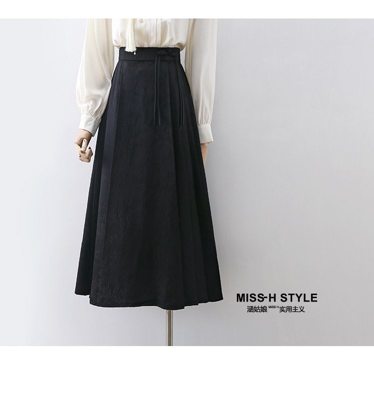 Plain A-Line Midi Skirt with Mid Rise