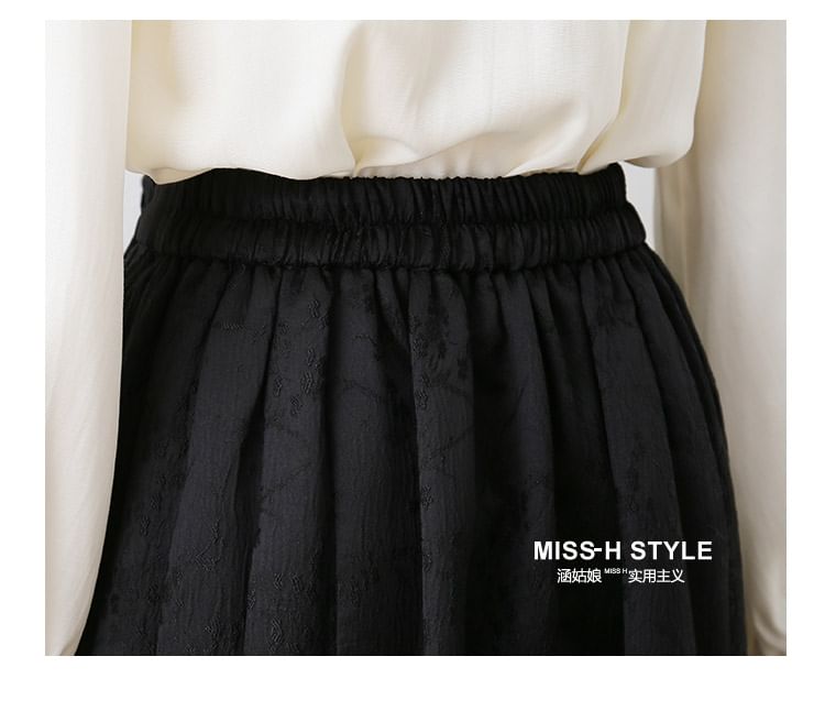 Plain A-Line Midi Skirt with Mid Rise