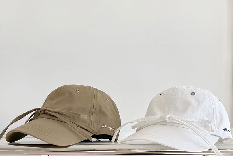 Cap Accent Lettering Bow Baseball Embroidered