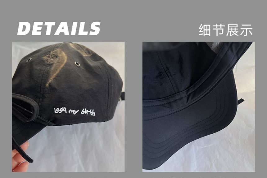 Cap Accent Lettering Bow Baseball Embroidered