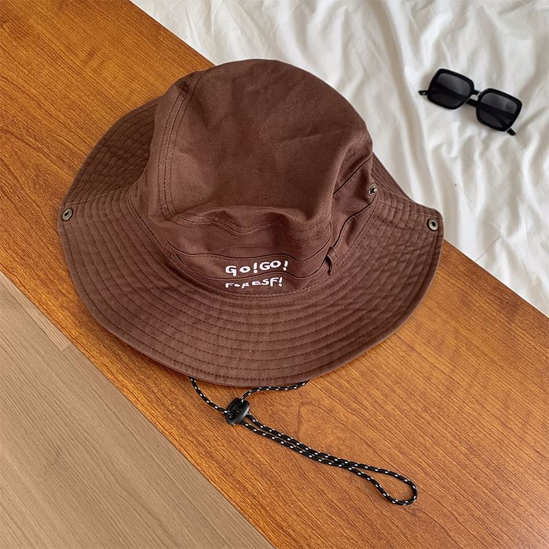 Lettering Embroidered Hat Boonie