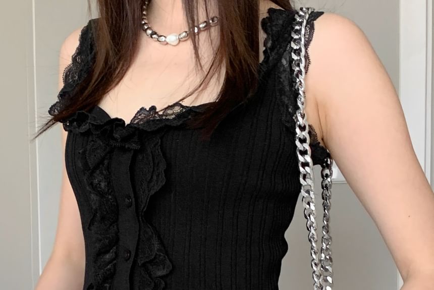 Lace-Trim Tank Top