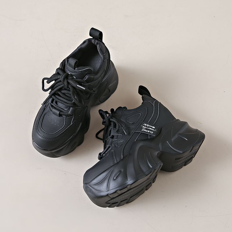 Applique Sneakers Platform Lace-Up