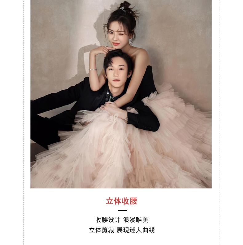 Ruffle A-Line Two Strapless Gown Ball Tone