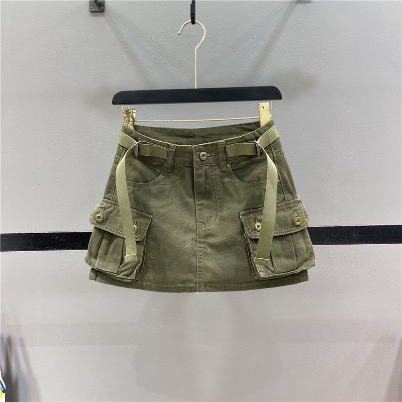 Denim Mini Skirt with Low Waist