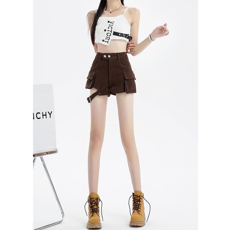 Mid Rise Plain Denim Hot Pants