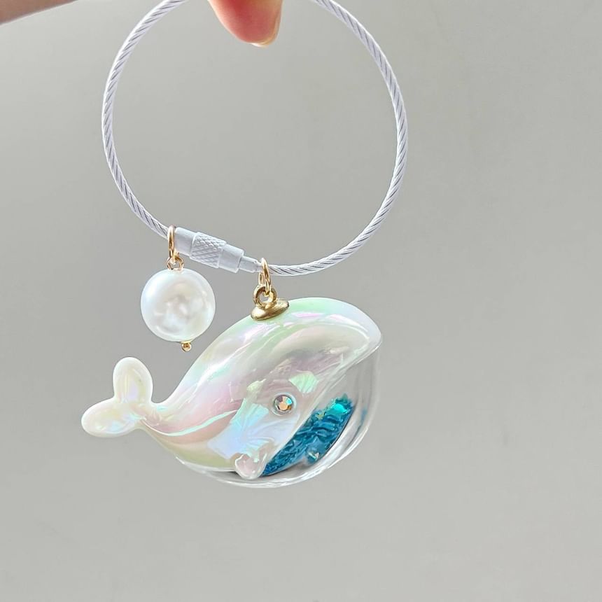 Whale Faux Pearl Bag Charm Keyring