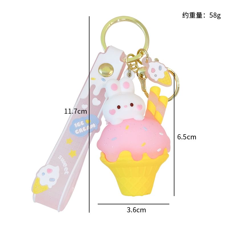 Rabbit Ice Cream Bag Charm Keyring