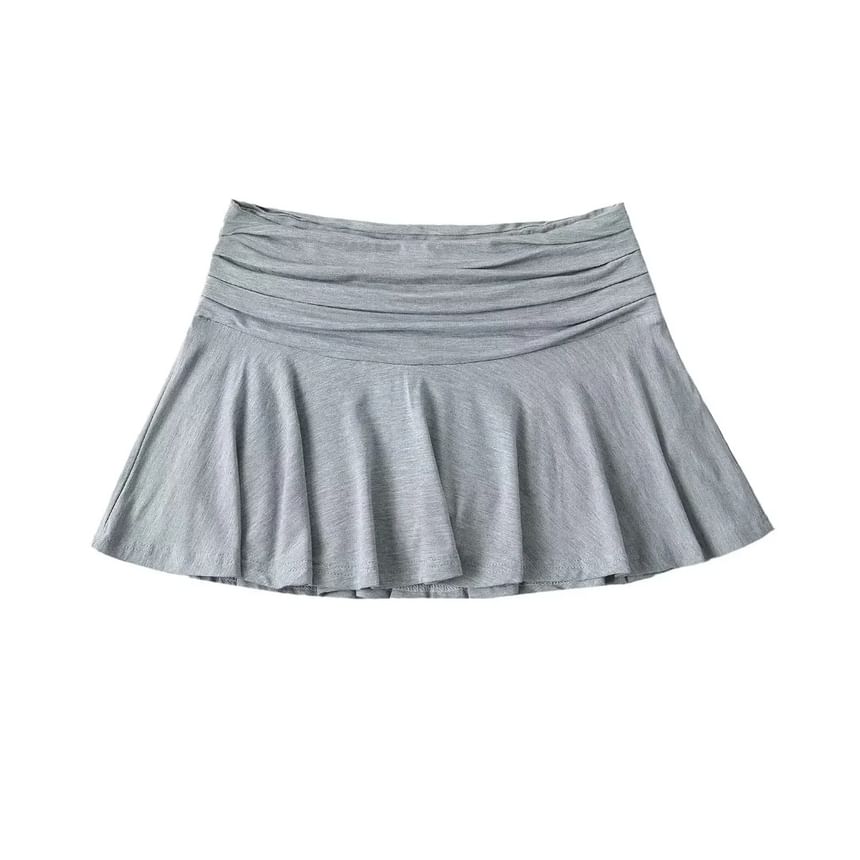 Pleated Mini Skirt with Ruched High Waist