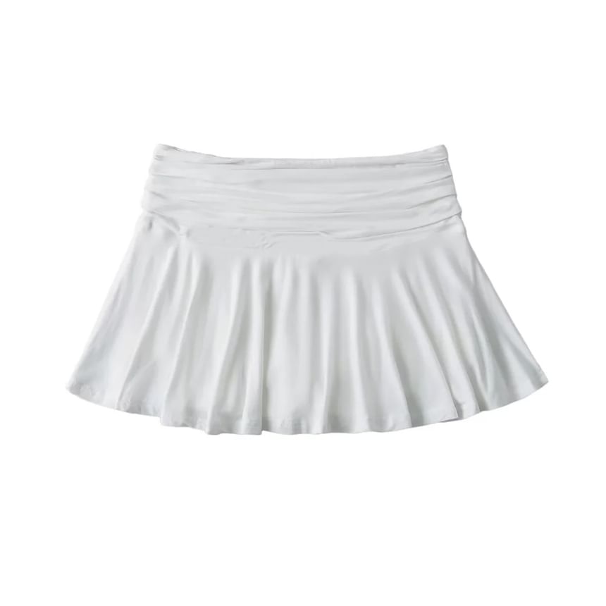 Pleated Mini Skirt with Ruched High Waist