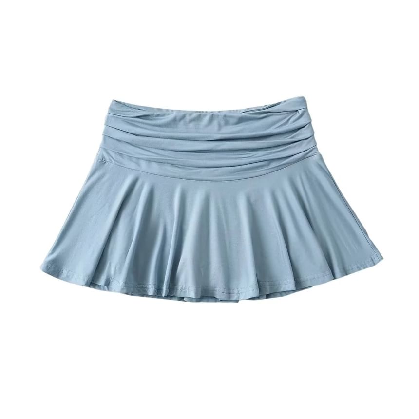 Pleated Mini Skirt with Ruched High Waist