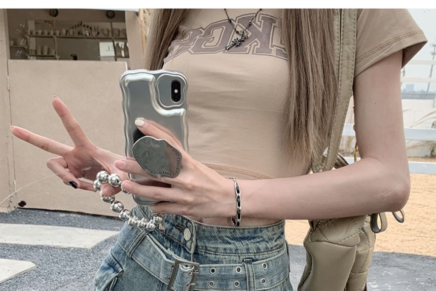 Washed Denim Mini Skirt with Belted High Waist