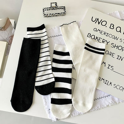 Striped Socks / Plain Socks / Contrast Trim Socks