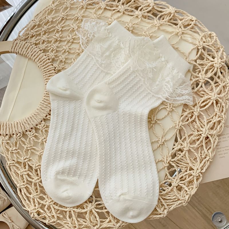 Plain Lace Trim Socks