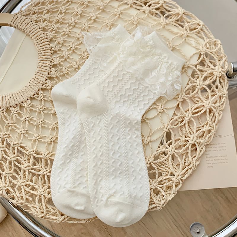 Plain Lace Trim Socks