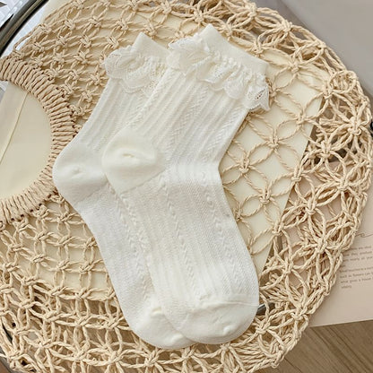 Plain Lace Trim Socks