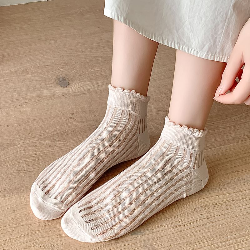 Plain Ribbed Sheer Ankle Socks