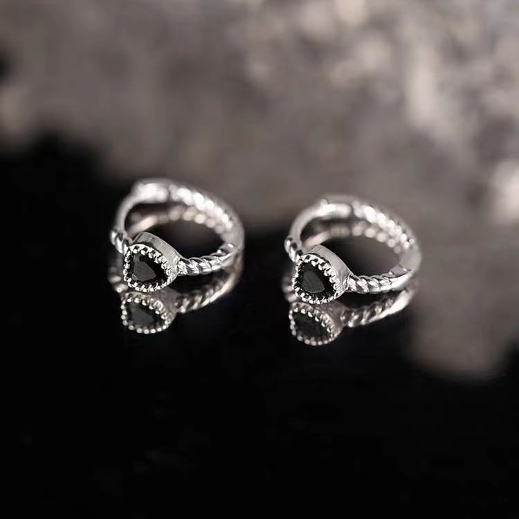 Heart Twisted Sterling Silver Huggie Earring