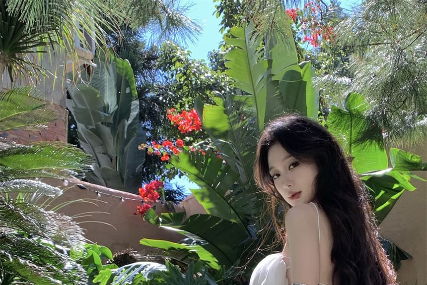 Strap Dress Midi Plain Pleated Spaghetti