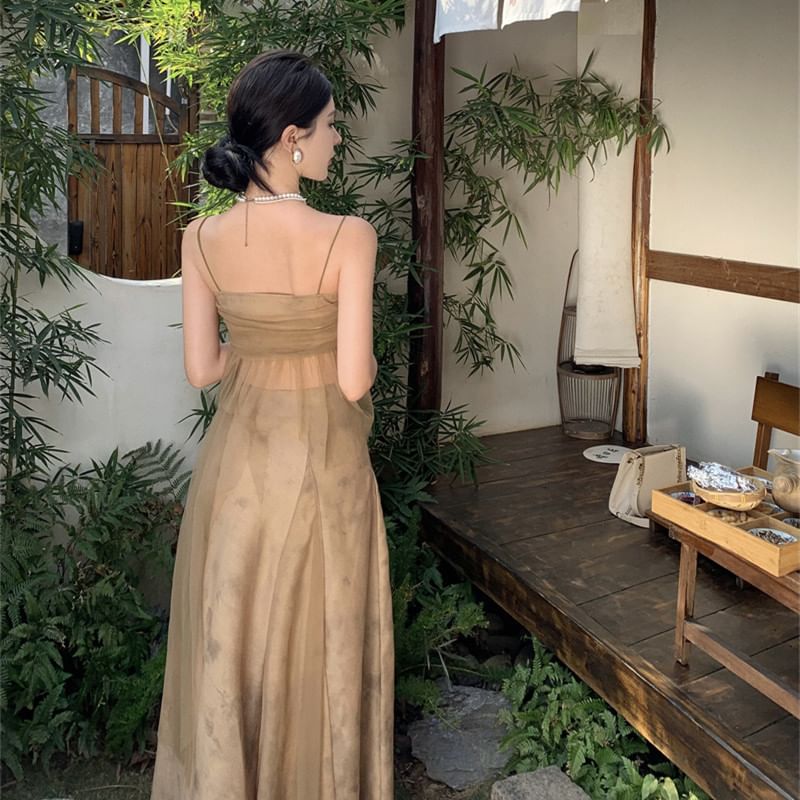 Top Flowy + Skirt Rise Camisole Mid Plain A-Line Set: Maxi