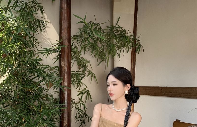 Top Flowy + Skirt Rise Camisole Mid Plain A-Line Set: Maxi