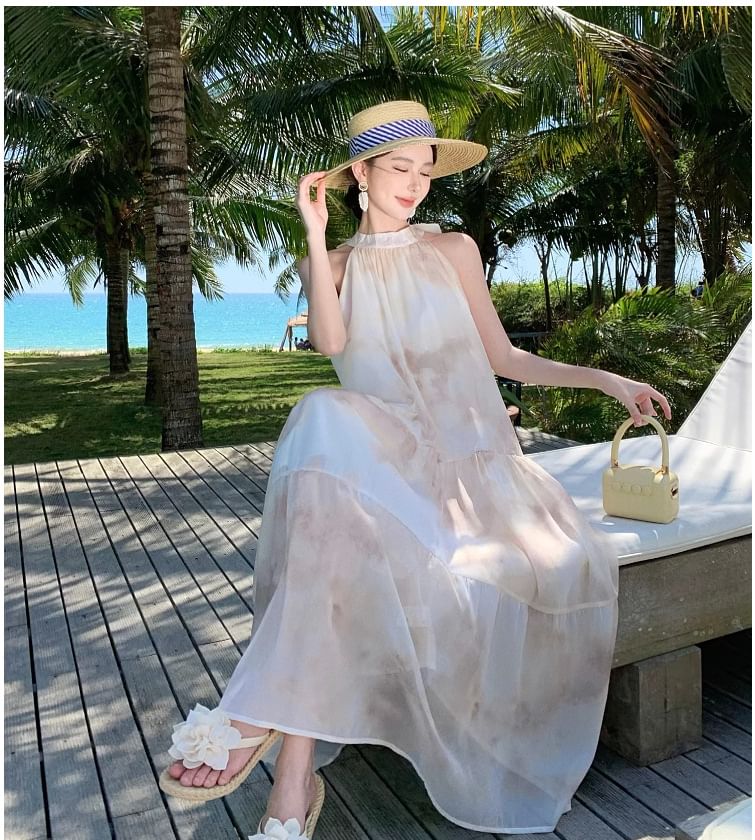 Dress A-Line Sleeveless Maxi Floral