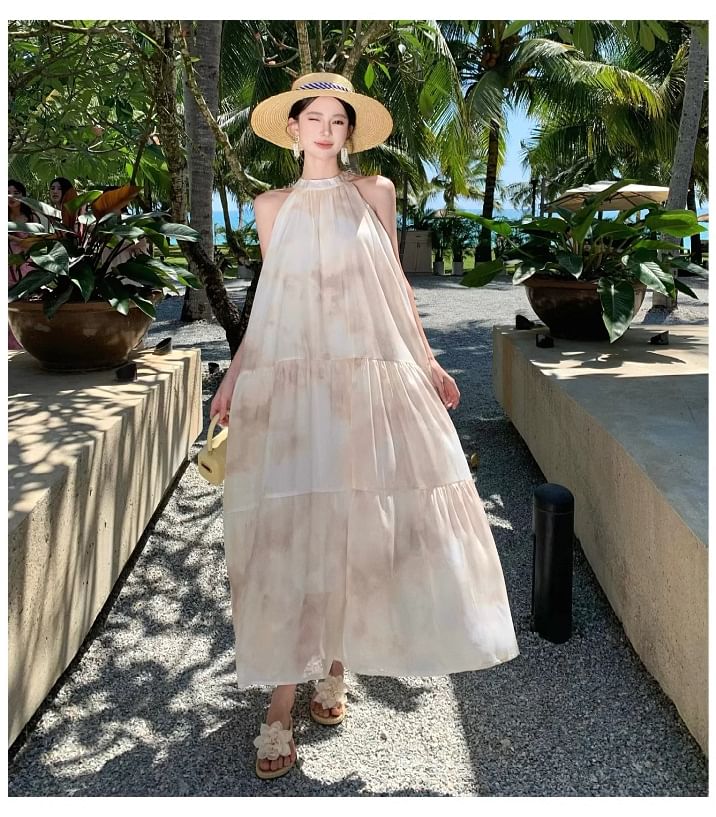 Dress A-Line Sleeveless Maxi Floral