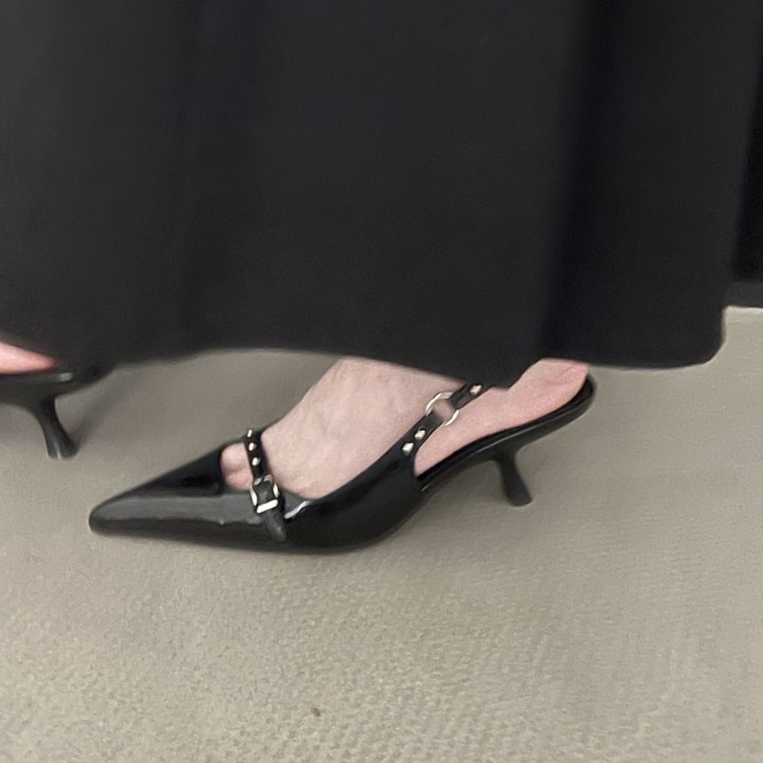 Kitten Heel Pointed Slingback Sandals